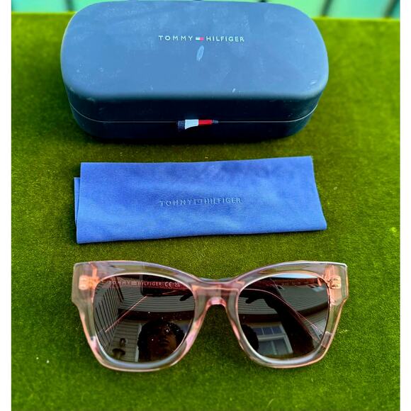 Tommy Hilfiger Pink Transparent Frame Sunglasses with Black Lenses main image 5
